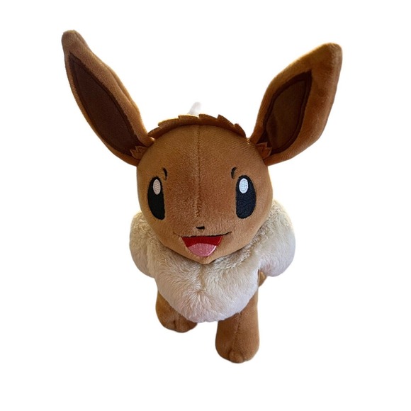 Eevee Pokemon 2022 Stuffed Plush 8” Brown Ears,Embroidered Features,W/ Tush Tags - Picture 2 of 8